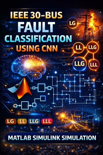 Matlab projects Code on Instagram: "IEEE 30-Bus Fault Classification Using CNN – MATLAB Simulink Simulation AI-based fault classification on IEEE 30-Bus using CNN ⚡ This simulation demonstrates intelligent fault detection and classification on the IEEE 30-Bus power system using Convolutional Neural Networks (CNN). Fault types include LG, LL, LLG, and LLL, modeled under various operating and fault conditions. Key highlights: ✔️ Standard IEEE 30-Bus system ✔️ Fault signal generation in Simulink ✔️