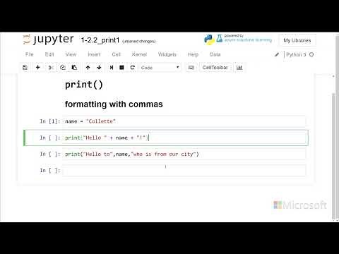 comma separated string printing - Introduction to Python: Absolute Beginner Module 1 Video 17