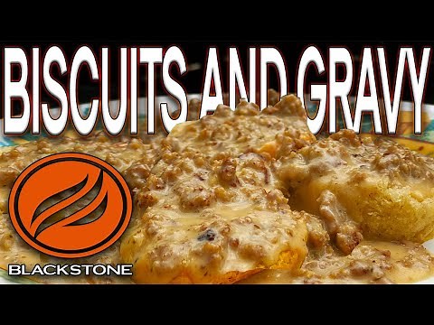 EASY BLACKSTONE GRIDDLE RECIPE - AMAZING BISCUITS AND SAUSAGE GRAVY!