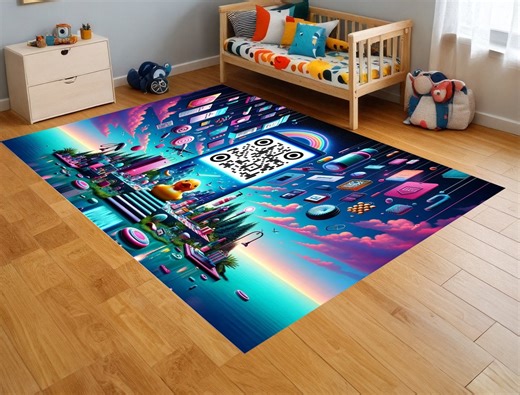 Barcode QR Code Patterned Rug, Non-slip Digital Print - Etsy UK