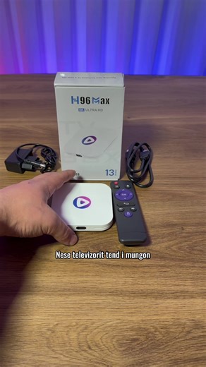 📺 Android TV Box H96 Max – 4GB RAM / 32GB ROM 💰 Çmimi: 29.99€ 🚀 Android 13 për performancë më të shpejtë dhe përdorim modern 💾 4GB RAM & 32GB memorie për aplikacione, filma dhe lojëra pa problem 🎬 Shikim 4K Ultra HD për eksperiencë kinematografike në shtëpi 🌐 WiFi i qëndrueshëm për streaming pa ndërprerje (YouTube, Netflix, IPTV) 📲 Kthen çdo TV në Smart TV brenda pak minutash 🎮 Ideal për filma, seriale, sport, aplikacione dhe argëtim familjar ✨ Zgjidhje perfekte për argëtim maksimal me ç