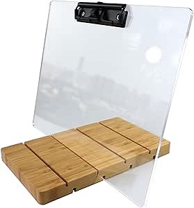 Side Clip Plastic Clipboard with Stand,A3 Clear Acrylic Freestanding Clipboard with Pen Holder,Document Typing Paper Stand,Menu Display Board,Receipt Holder (11"×17" Horizontal)