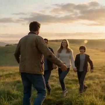 Living hope Ultra realistic cinematic image of a family standing together out