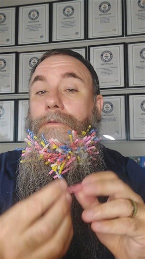 Joel Strasser holds lots of beard-related records, including the most paper straws in a beard 😆 We're celebrating our 70th anniversary this month with record holders from around the world. #GWR70 | Guinness World Records