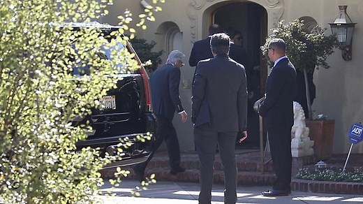 Michael Douglas and family arrive at Kirk Douglas' home after funeral