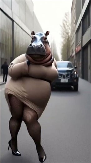 Funny Dancing Hippo in the Streets #animaldance #animalcomedy #shorts