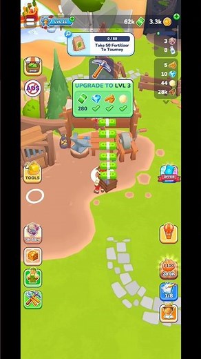 Upgrade Pickaxe To Lvl-3_Little Farm Story #games #gaming