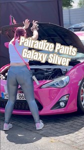 Wearing shiny Pairadize Galaxy Silver pants in sun🩶✨IG: me.stickersusi #leggings #fashion #silver