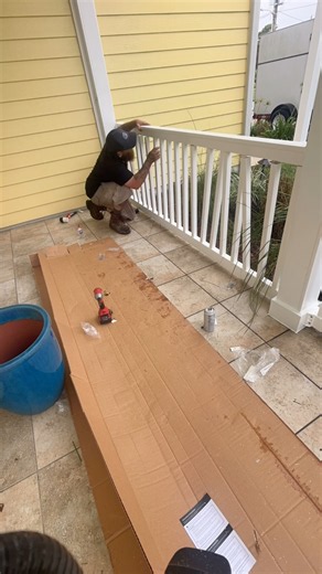 Installing deck railing #handyman #maintenance #diy #carpentry #homeimprovement
