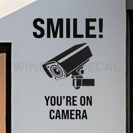 2X Smile You're on Camera Sticker Security Surveillance Decal for Any Flat Surface - Etsy