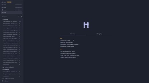 Nearly there, a couple more things and I can finally share what I've been cooking.Pi-desktop app that combines best of all worlds.You can already:- code with it (duh)- view diffs and send agents comments- commit, push etc.- use Pi either in GUI or TUI from within the app (for the extension-heavy workloads)- terminal- view inbox from all running sessions- manage projects & sessions- install, manage & create skills (global & per project)- install & manage extensions (global & per project)Snappier 