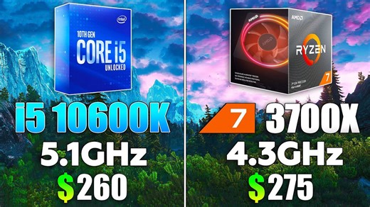 Core i5 10600K OC vs Ryzen 7 3700X OC test in 9 games