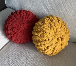 Hand Knit Chunky Knit Pillow Poof, Colorful Pillow, Couch Decor, Bed Decor, Round Pillow Poof - Etsy