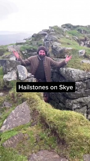 The weather can change quickly in Scotland! We got treated to a wee hailstorm while exploring Dun Beag Broch on the Isle of Skye. It is an excellent example of a broch: a kind of Iron Age round stone tower only found in Scotland. It stands at the top of a rocky knoll on the Isle of Skye, commanding excellent views of the surrounding landscape. The broch would have been built around 2,000–2,500 years ago. It appears to have been occupied for a very long period – medieval and later coins were repo