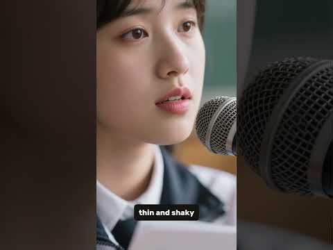 A shy student overcomes fear to deliver a speech t
