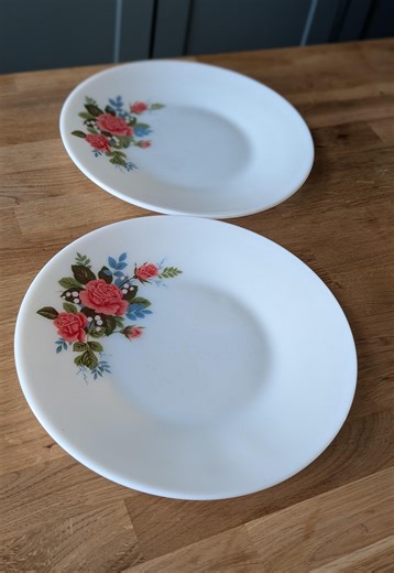 JAJ Pyrex Cottage Rose 10" Dinner Plates Set of 2 - Etsy UK