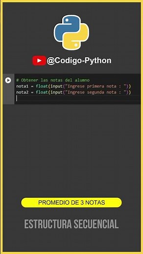 🟨🟦 PYTHON : Calcular el promedio de 3 notas en Python. #python #python3 #pythoncolab #pythonprojects