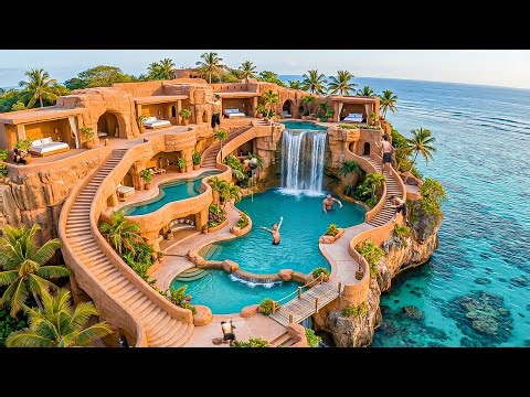 200 Days Building Coastal Cliffside House & Multi-Level Pools on a Steep Cliff Using Primitive Tools
