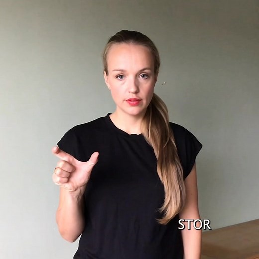 STOR Høyre tommel og pekefinger strekkes ut fra en lukket hånd med avstand mellom seg. (Ps: finnes flere tegn for stor utifra fra hva man stakker om. Viser derfor flere varianter her, både for stor i høyden og stor i bredden). #stor #ts_stor #tegntiltale #ttt #norskmedtegnstøtte #nmt #ask #alternativsupplerendekommunikasjon #babytegn #tegnspråk #tegnkalender #dagenstegn #språkforalle #babysign #nsl #norwegiansignlanguage #big | Tegn til tale - Tegnkalender