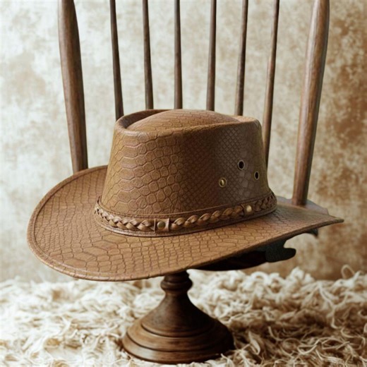 Handmade Embossed Snakeskin Leather Cowboy Hat – Western Braided Band Statement Style - Etsy