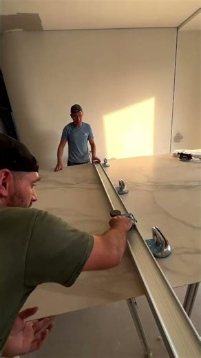 Cutting Large-Format Porcelain Slabs Like a Pro 🔥 #tiles #shorts #tileswork