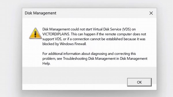 Fix “Unable to Connect to Virtual Disk Service” Error in Disk Management – Windows 11 / 10 / 8 / 7