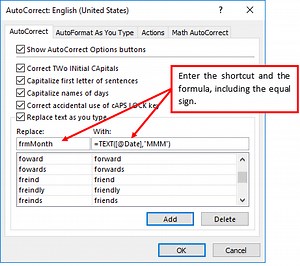 Using Excel's AutoCorrect Feature to Store and Insert Formulas - K2 Enterprises