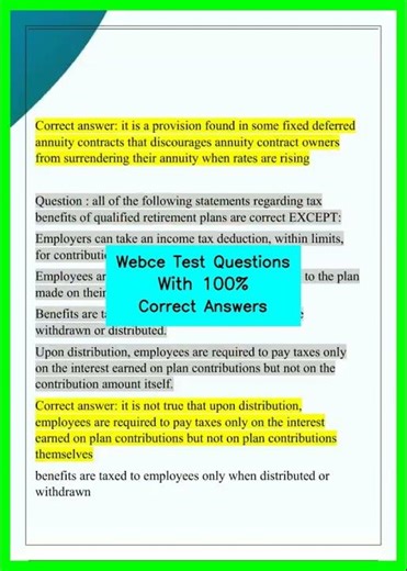 Webce Test Questions With 100% Correct Answers video