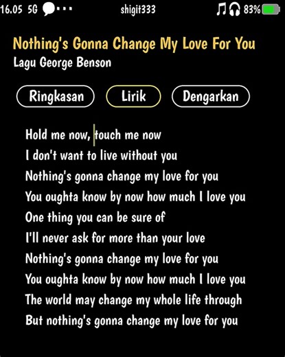 Lirik Lagu Nothing Gonna Change My Love For You