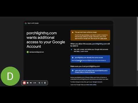 Detailed Consent Screen Walkthrough for Porchlight