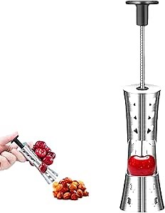 Cherry Pitter Tool, Premium 304 Stainless Steel Olive and Cherry Pitters Corer Tool, Multi-Function Cherries Stoner Seed Remover Tool for Making Cherry Jam,Press Type, More Labor Saving (Black)