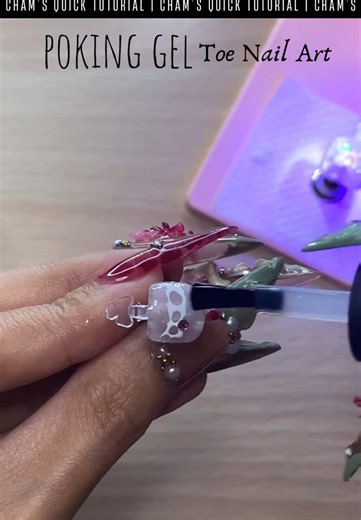 Quick Tutorial Easy Poking Gel Toenail Art 2.2 𖥧𖤣 ﾟ｡⋆ Beginner Friendly Nail Tutorial For this design, I used a builder gel as a base, layered with poking base gel and white poking gel, then added rhinestones using glue gel. Watch full video tutorial on my channel.📽️👣 ✨𝗙𝗼𝗹𝗹𝗼𝘄 𝗳𝗼𝗿 𝗺𝗼𝗿𝗲!🍒 𝑫𝒊𝒔𝒄𝒍𝒂𝒊𝒎𝒆𝒓: ✦ 𝐼 𝑑𝑜 𝑛𝑜𝑡 𝑜𝑤𝑛 𝑡ℎ𝑒 𝑟𝑖𝑔ℎ𝑡𝑠 𝑡𝑜 𝑡ℎ𝑖𝑠 𝑚𝑢𝑠𝑖𝑐, 𝑎𝑙𝑙 𝑟𝑖𝑔ℎ𝑡𝑠 𝑏𝑒𝑙𝑜𝑛𝑔 𝑡𝑜 𝑡ℎ𝑒 𝑜𝑤𝑛𝑒𝑟, 𝑛𝑜 𝑐𝑜𝑝𝑦𝑟𝑖𝑔ℎ𝑡 𝑖𝑛𝑓𝑟𝑖𝑛𝑔𝑒𝑚𝑒𝑛𝑡 𝑖