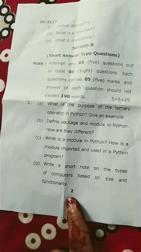 short #pastpaper B. Sc problem solving using computer paper 1 sem mgkvp