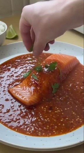 Tender 6-Minute Microwave Salmon with Red Coconut Curry Sauce! Quick Dinner #MicrowaveSalmon
