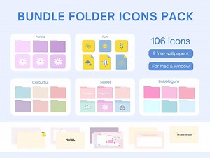 106 Ordner Icons Bundle für Desktop Organizer, Computer Symbole, ästhetische Mac und Windows Ordner, digitaler Download, niedlicher Ordner, Desktop-Icons - Etsy.de