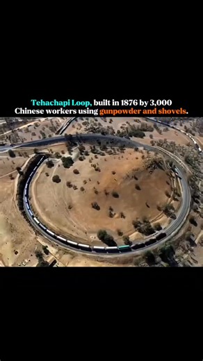 Fact Bull on Instagram: "Between 1875 and 1876, about 3,000 Chinese workers equipped with little more than hand tools, picks, shovels, horse-drawn carts and blasting powder cut through solid and decomposed granite to create the helix-shaped 0.72-mile (1.16 km) loop with grades averaging about 2.2 percent and an elevation gain of 77 feet (23 m)"