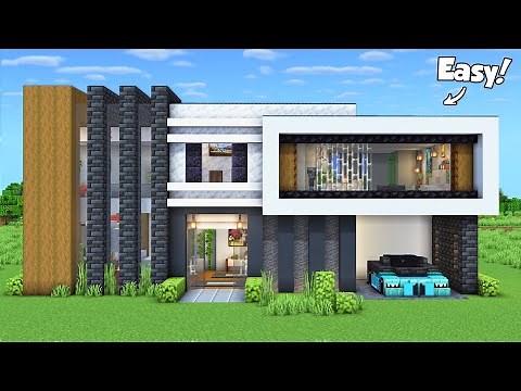 Minecraft: How to Build a Modern House Tutorial (Easy to Follow) #67 - Interior in Description!
