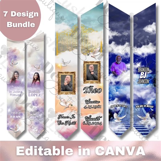 Memorial Stole Canva Template – 7 Funeral Keepsake Designs (digital Download) - Etsy