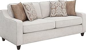 Coaster Home Furnishings - Christine - Upholstered Sloped Arm Stationary Sofa with Boxed Seat and Tapered Brown Legs - Transitional - Living Room - Beige - 552061