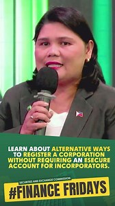 12K views · 48 reactions | Learn about alternative ways to register a corporation without requiring an eSECURE account for incoporators #SECFinanceFridays #SECZERO #SECupdates | Securities and Exchange Commission Philippines | Facebook