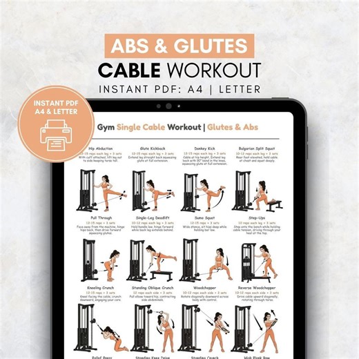 Abs & Glutes Single Cable Workout for Women Printable Poster | Women’s Gym Exercise Chart | Gym Cable Machine Routine | Fitness Home Gym Art - Etsy