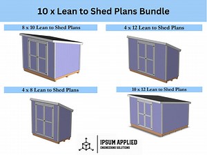 DIY Lean-to Shed Woodworking Plans: 10 Sizes (PDF Bundle) - Etsy