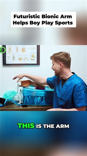 Kai gets a next-level bionic arm! Seeing him try it on and discover all its features is unreal. #Tech #BionicArm #FutureIsNow #CoolGifts