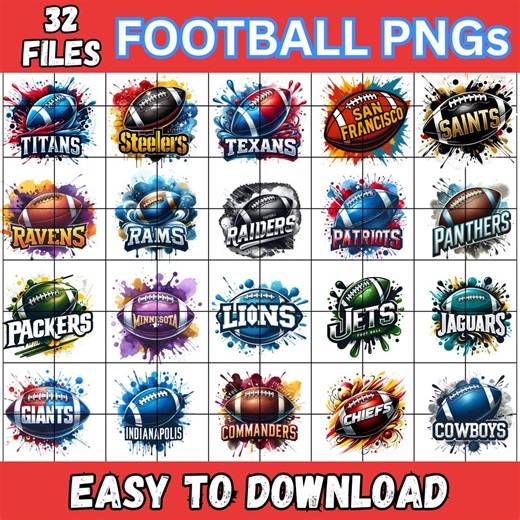 32 Football Png Bundle, 3d Footbal Clipart Bundle Design, Digital Print Download - Etsy
