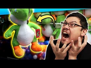 Can We WIN a SUPER MARIO GIANT YOSHI PLUSH from the GIANT Claw Machine!?