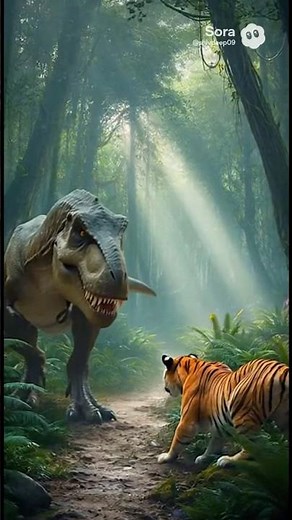 Dinasour yelling on tiger #dinosaur #creature #species #animation