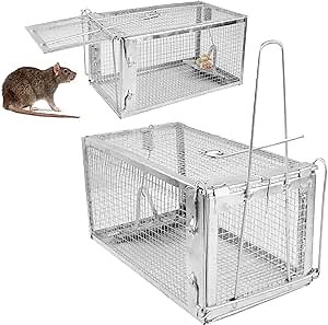 iMounTEK Animal Steel Cage Traps, Humane Live Mouse Trap Reusable Metal Rat Rodent Cage Catch Release Continuous Capture Indoor Outdoor