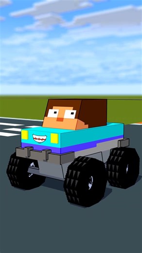 Steve Monster Truck Meets a Police Car on the Road | Minecraft Animation #shorts