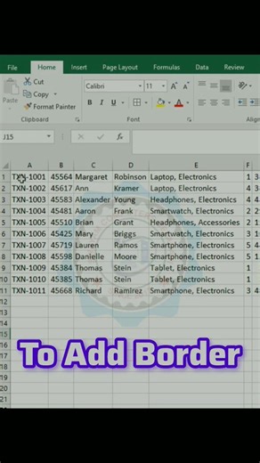 Excel Table Border.. #shorts #excel #excelshorts