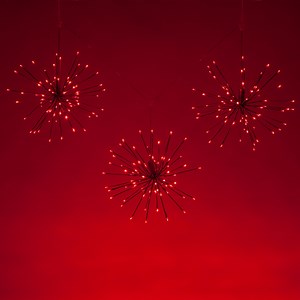 Red Starburst Lighted Branches with Red LED Twinkle Lights, 3 pc - Christmas Lights, Etc